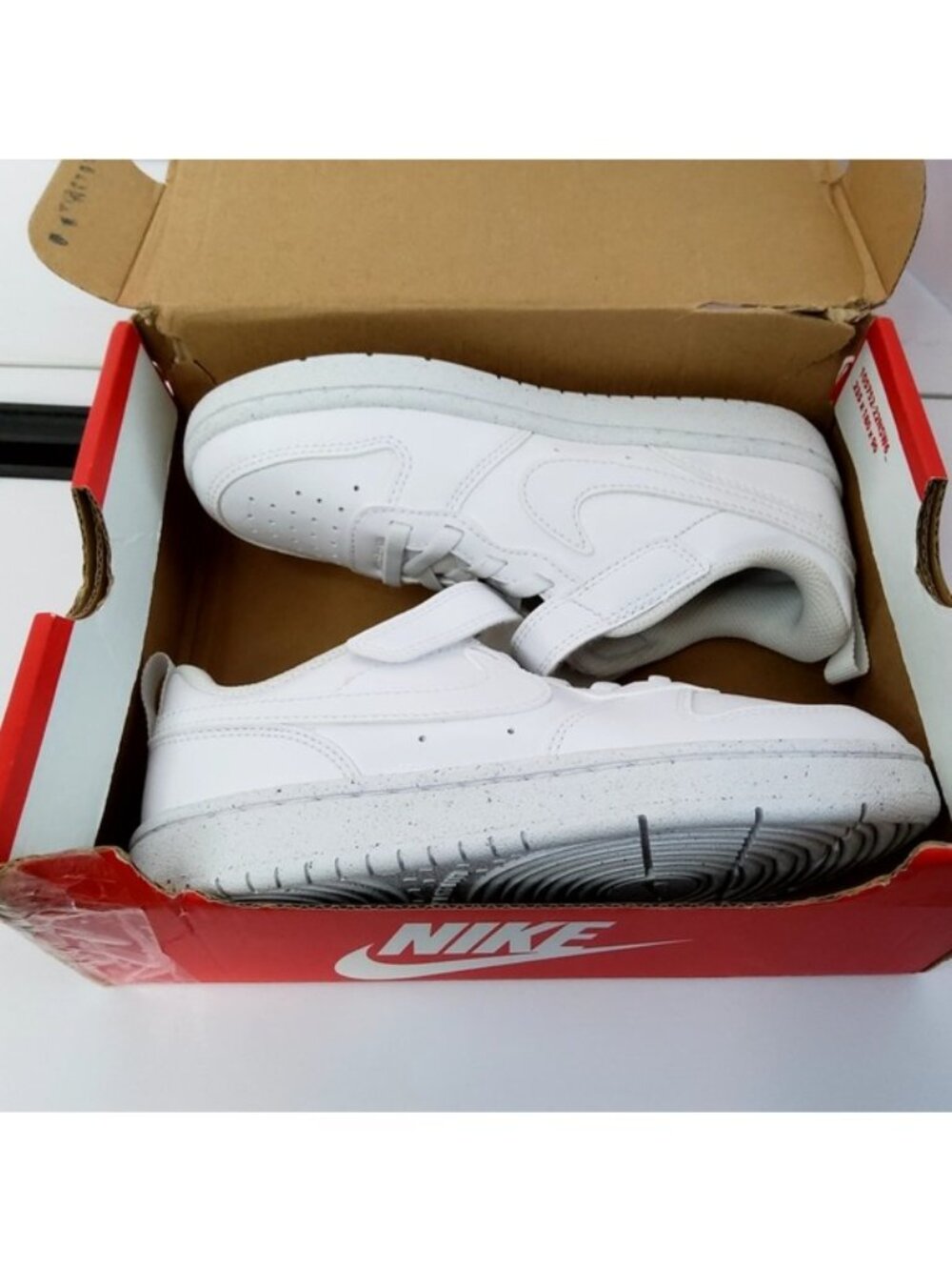 NIKE Boy's Sneaker Low Court Borough Low Recraft White White White Size 13.5C - Picture 5 of 8